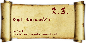 Kupi Barnabás névjegykártya