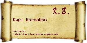 Kupi Barnabás névjegykártya